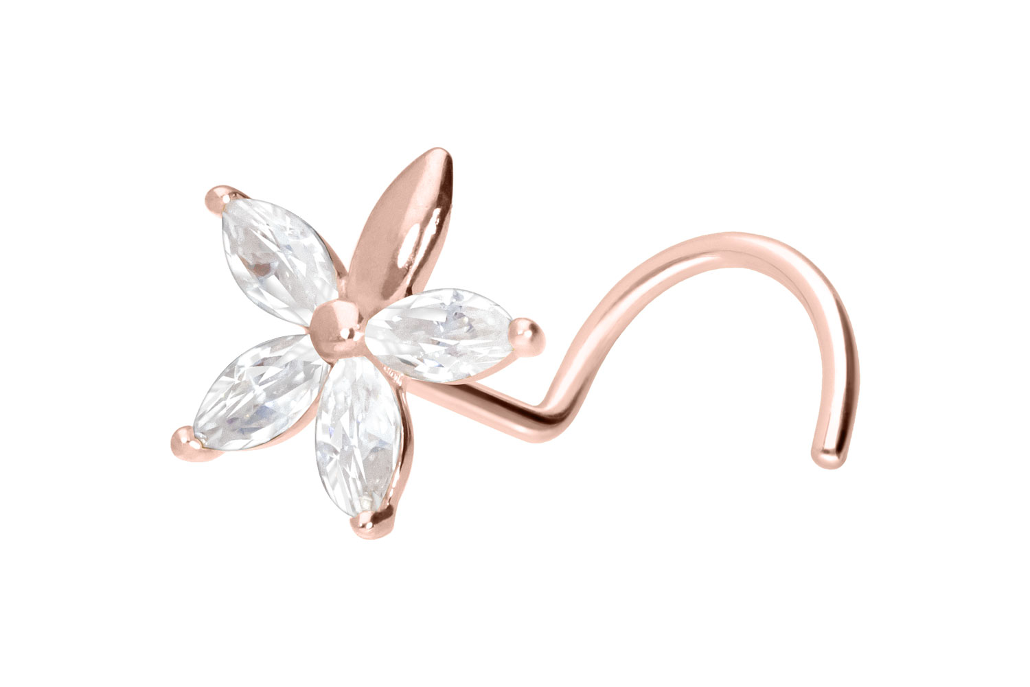 14/18 Karat Gold Nasenstecker Nasenpiercing Spirale MOISSANIT-BLUME